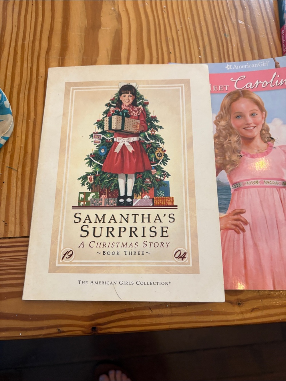 American Girl Samantha's Surprise Cream Cover with Red Dress Illustration